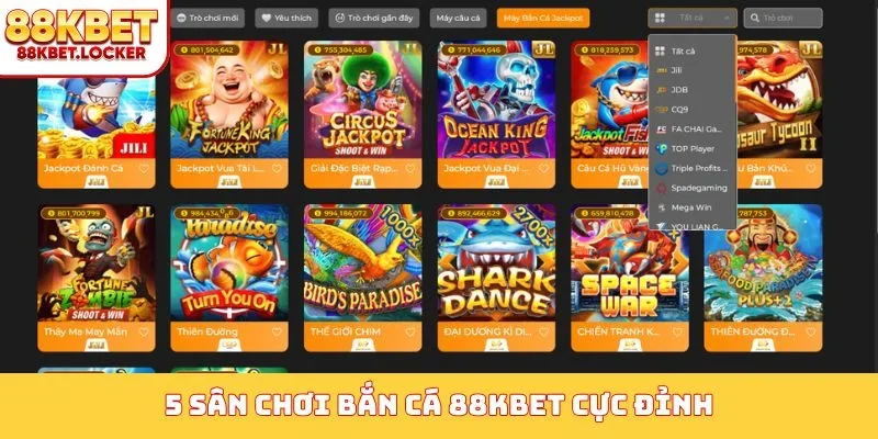 5 sân chơi bắn cá 88KBET cực đỉnh